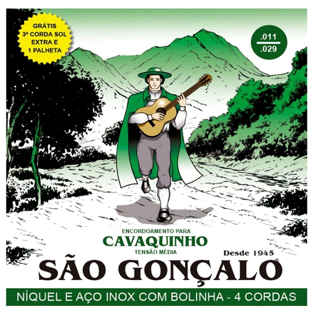 Imagem do produto Encordoamento Para Cavaquinho São Gonçalo Tensão Média 011 C/ Bolinha