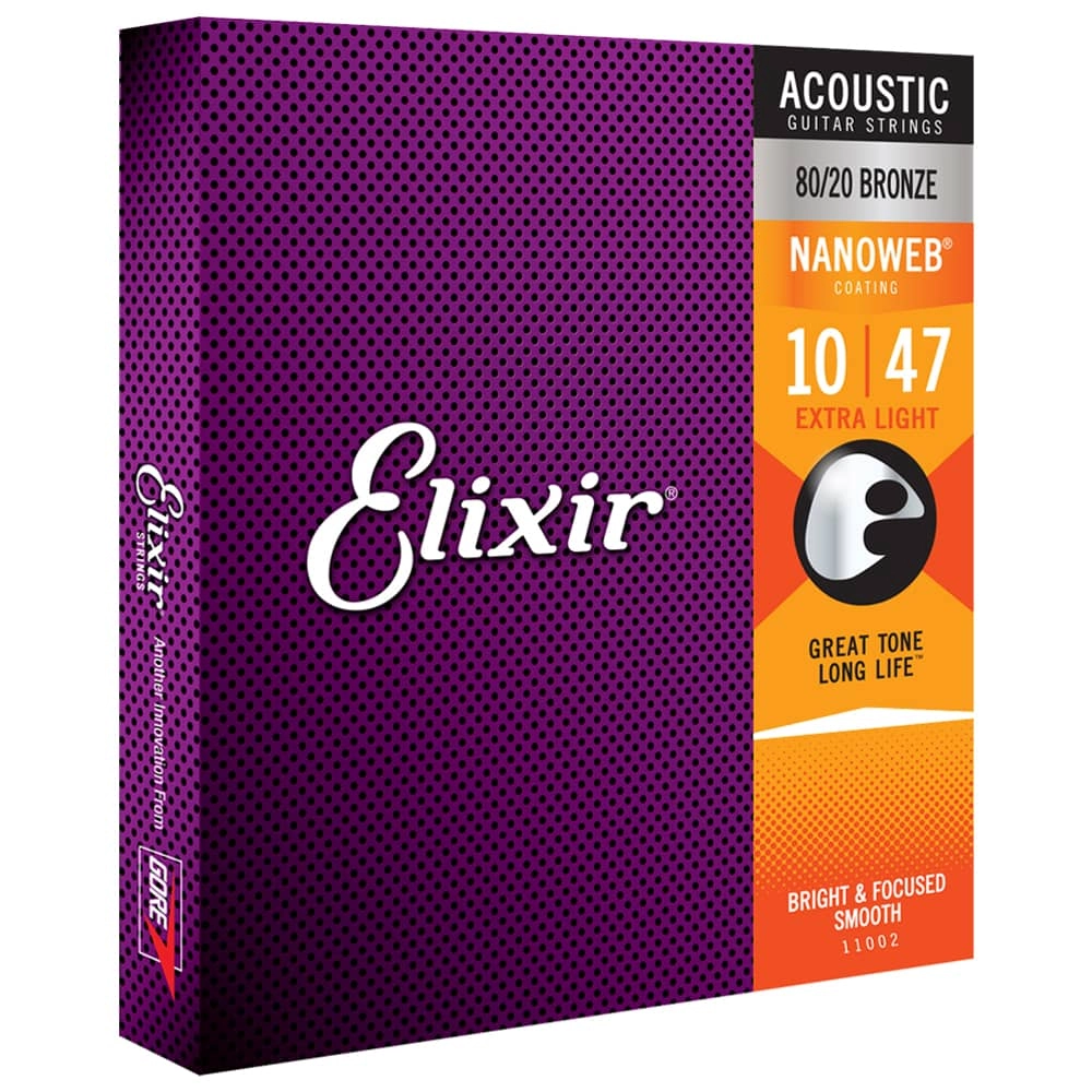 Imagem do produto Encordoamento Para Violão Aço Elixir 010 Bronze 80/20 Nanoweb 11002