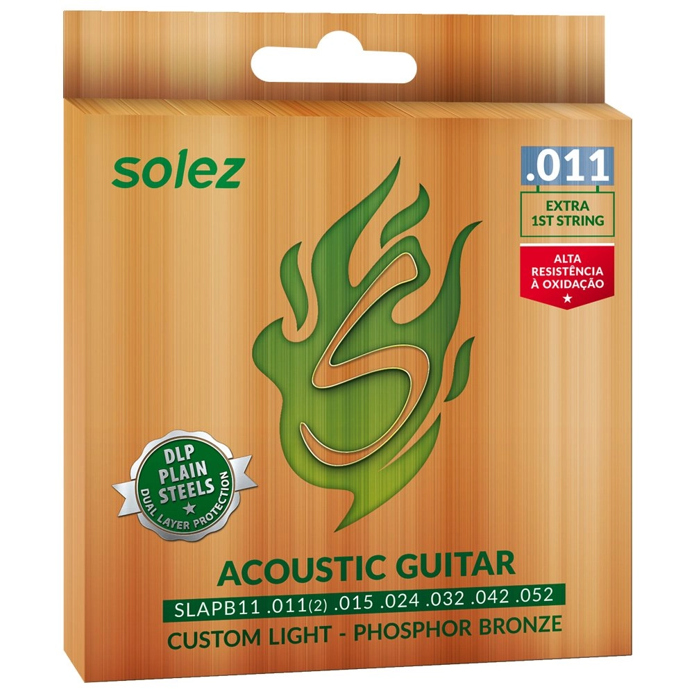 Imagem do produto Encordoamento Para Violão Aço Solez 011 Phosphor Bronze SLAPB11 C/ Mi Extra