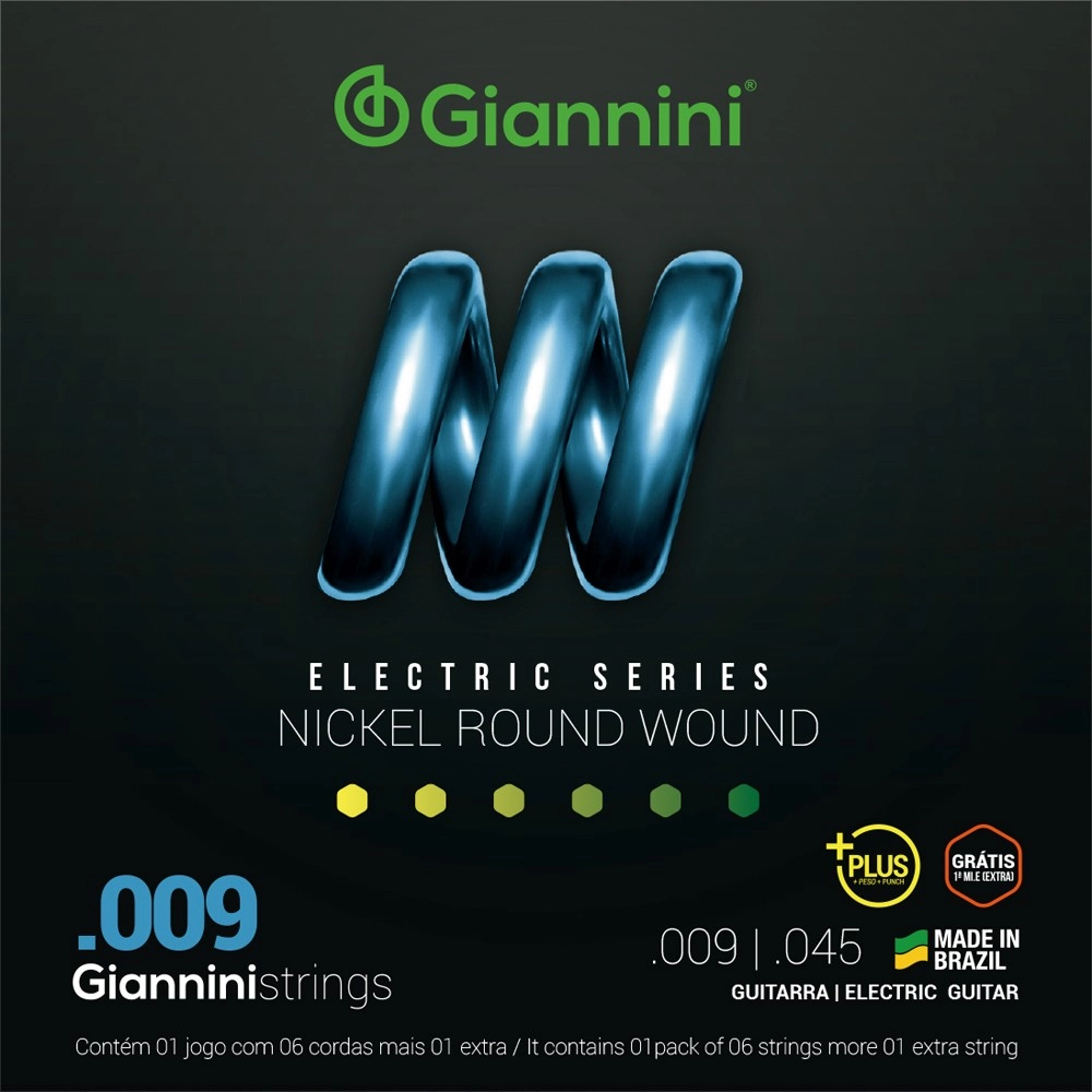 Imagem do produto Encordoamento Para Guitarra Giannini 009 Nickel GEEGSTP09
