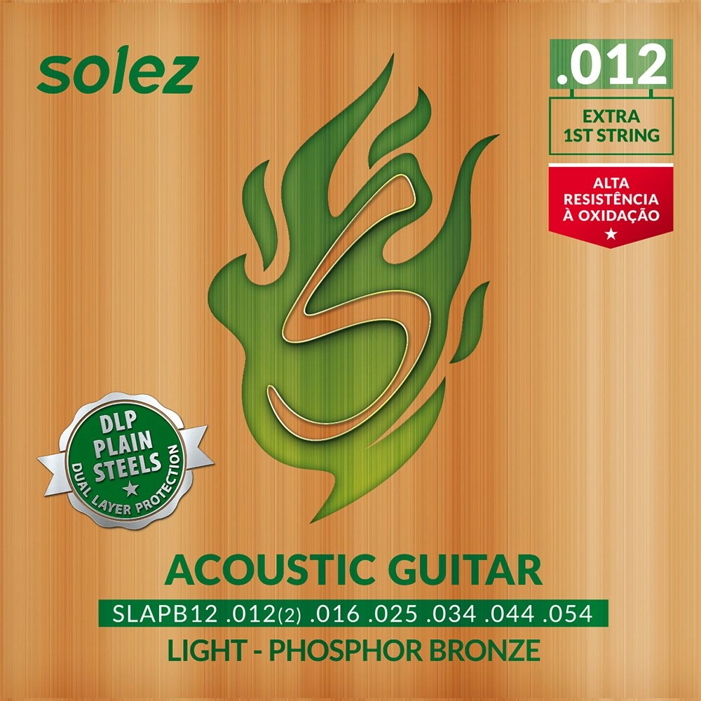 Imagem do produto Encordoamento Para Violão Aço Solez 012 Phosphor Bronze SLAPB12 C/ Mi Extra