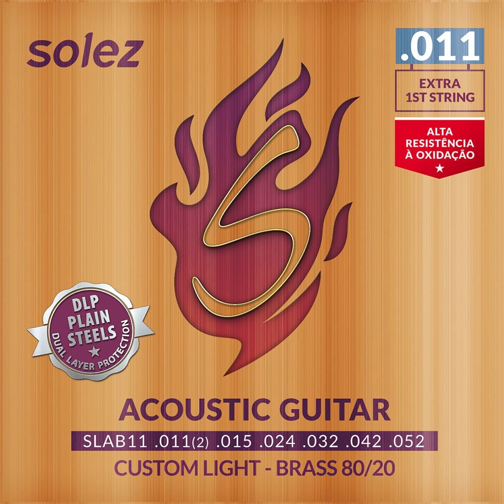 Imagem do produto Encordoamento Para Violão Aço Solez 011 Bronze 80/20 SLAB11 C/ Mi Extra