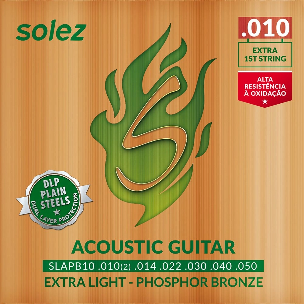 Imagem do produto Encordoamento Para Violão Aço Solez 010 Phosphor Bronze SLAPB10 C/ Mi Extra