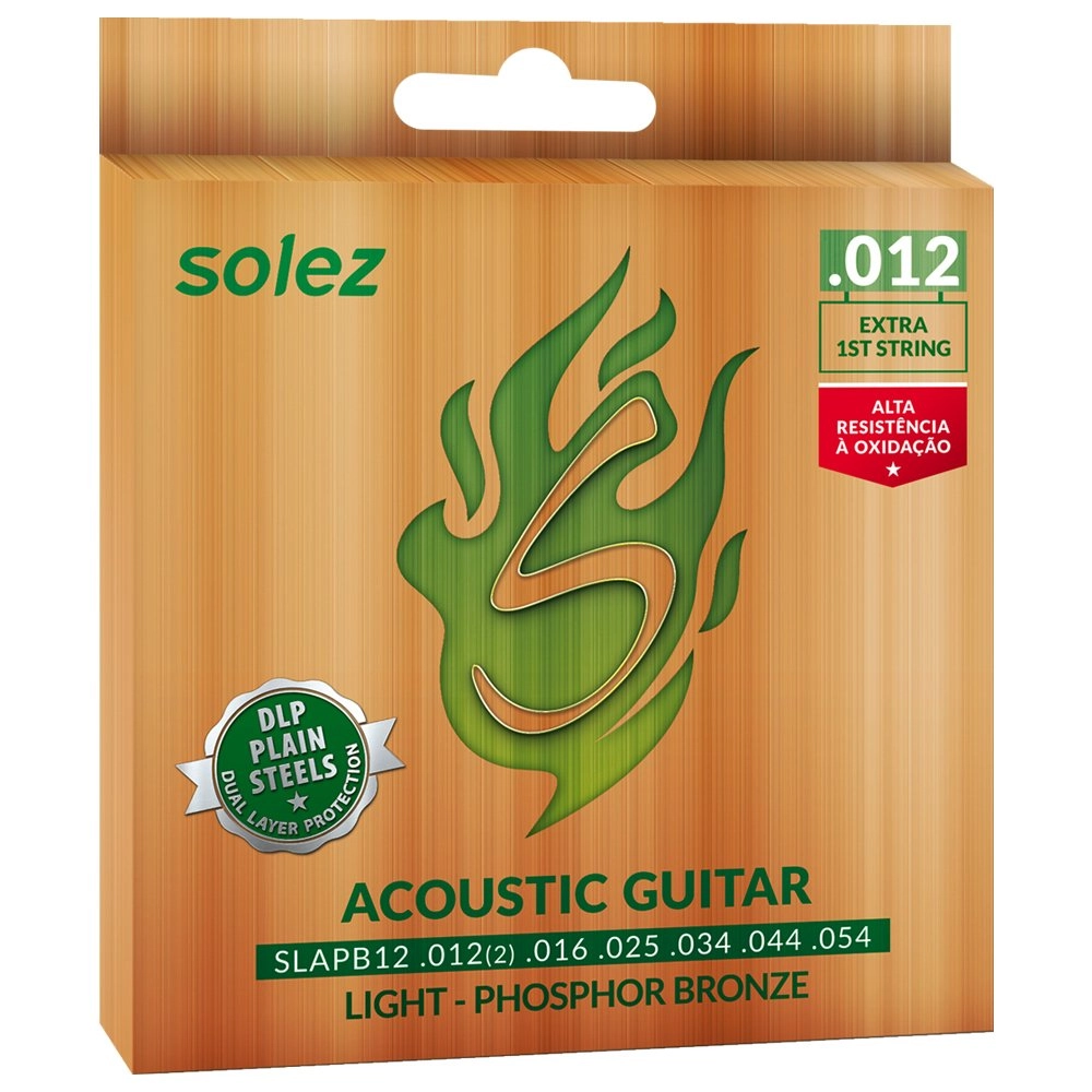 Imagem do produto Encordoamento Para Violão Aço Solez 012 Phosphor Bronze SLAPB12 C/ Mi Extra