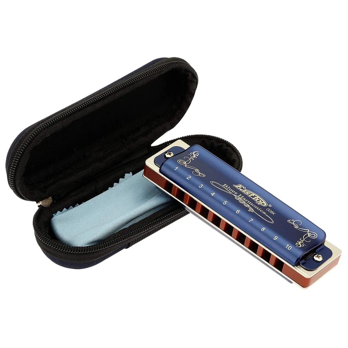 Imagem do produto Gaita Easttop Diatônica T008K Azul Bb Si Bemol Com Case