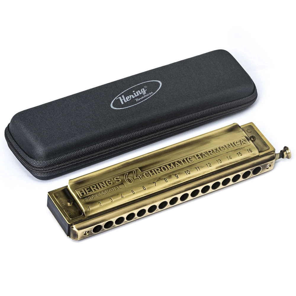 Imagem do produto Gaita Hering Cromática Antique Gold 64 C Dó 5264C Com Case