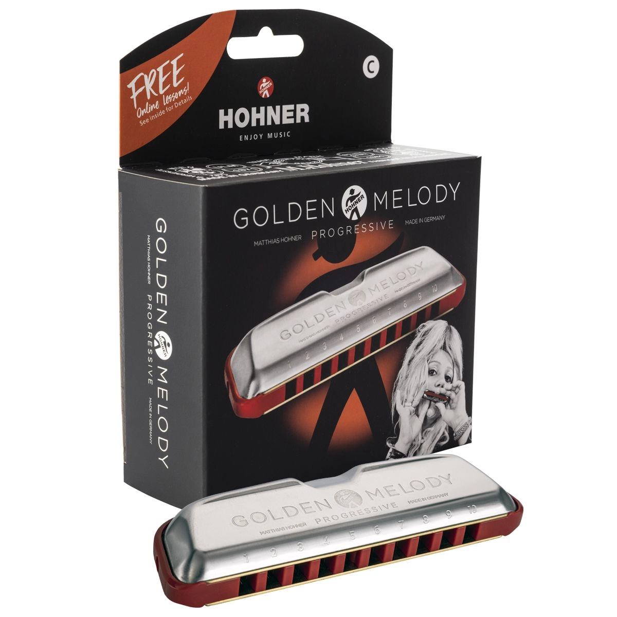 Imagem do produto Gaita Diatônica Hohner Golden Melody C Dó 544/20 Com Case