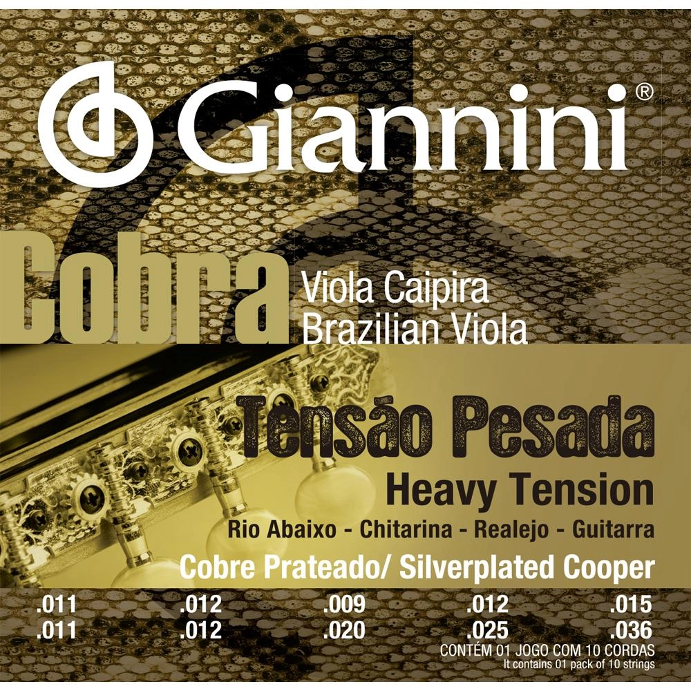 Imagem do produto Encordoamento Para Viola Giannini Cobra Tensão Pesada Rio Abaixo GESVP
