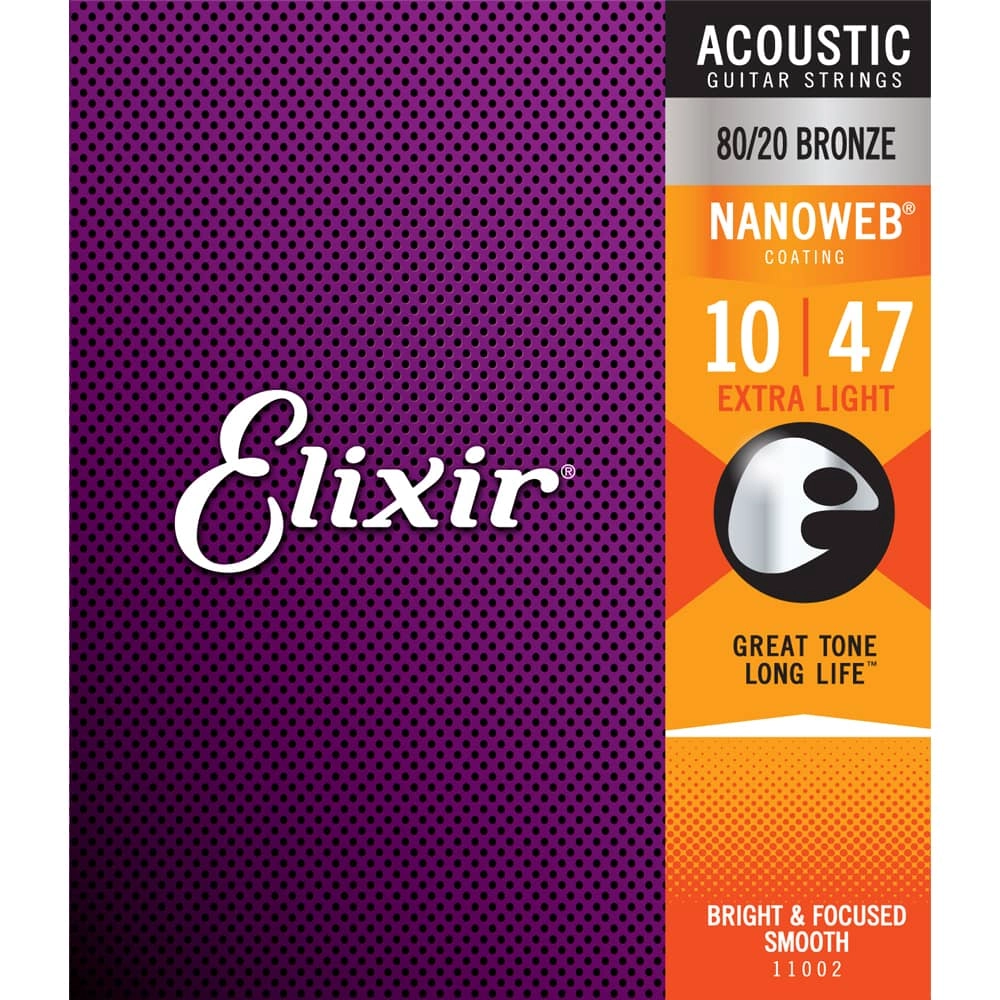 Imagem do produto Encordoamento Para Violão Aço Elixir 010 Bronze 80/20 Nanoweb 11002