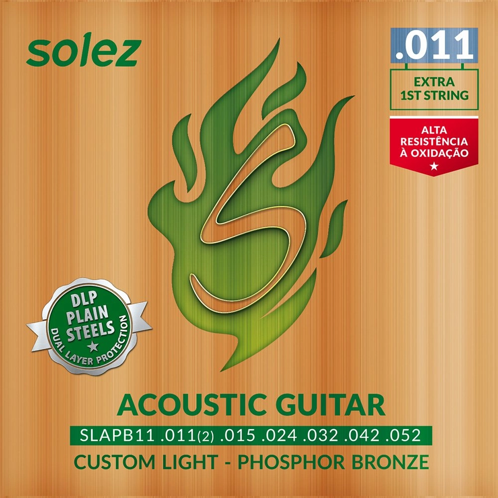 Imagem do produto Encordoamento Para Violão Aço Solez 011 Phosphor Bronze SLAPB11 C/ Mi Extra