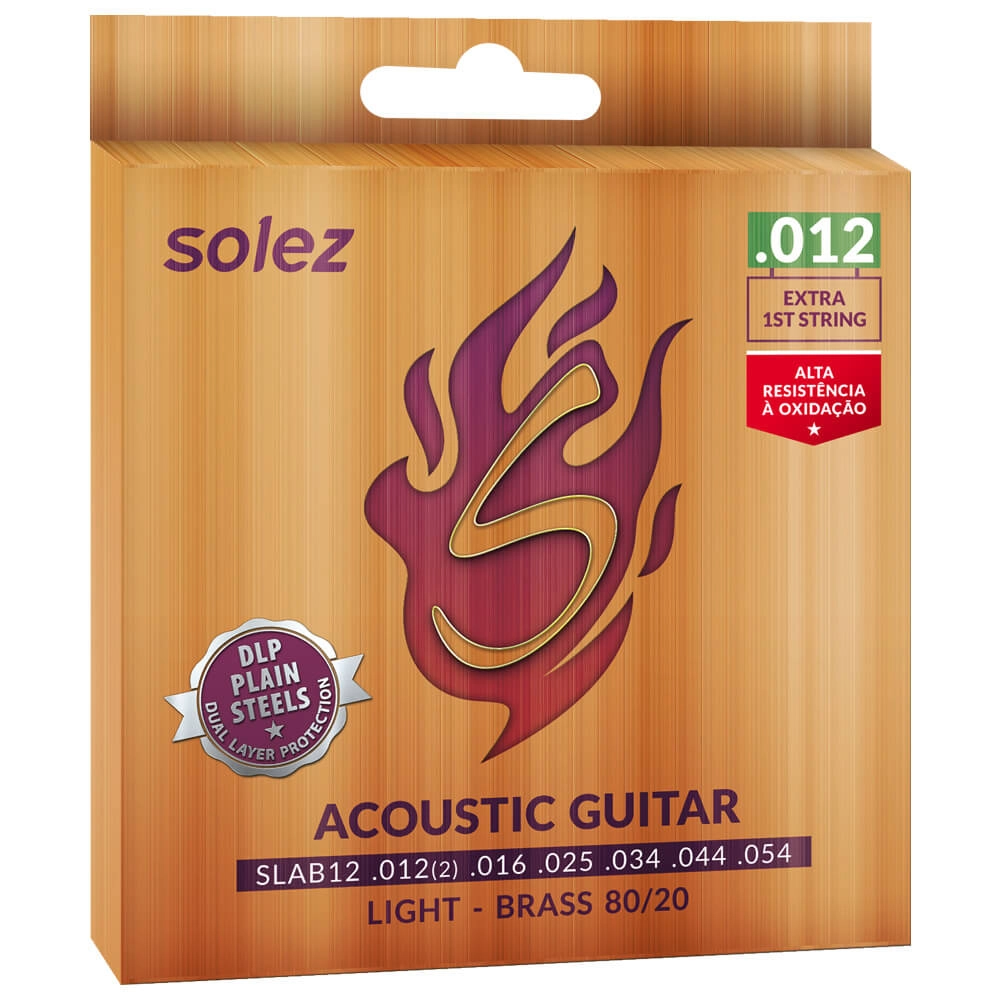 Imagem do produto Encordoamento Para Violão Aço Solez 012 Bronze 80/20 SLAB12 C/ Mi Extra