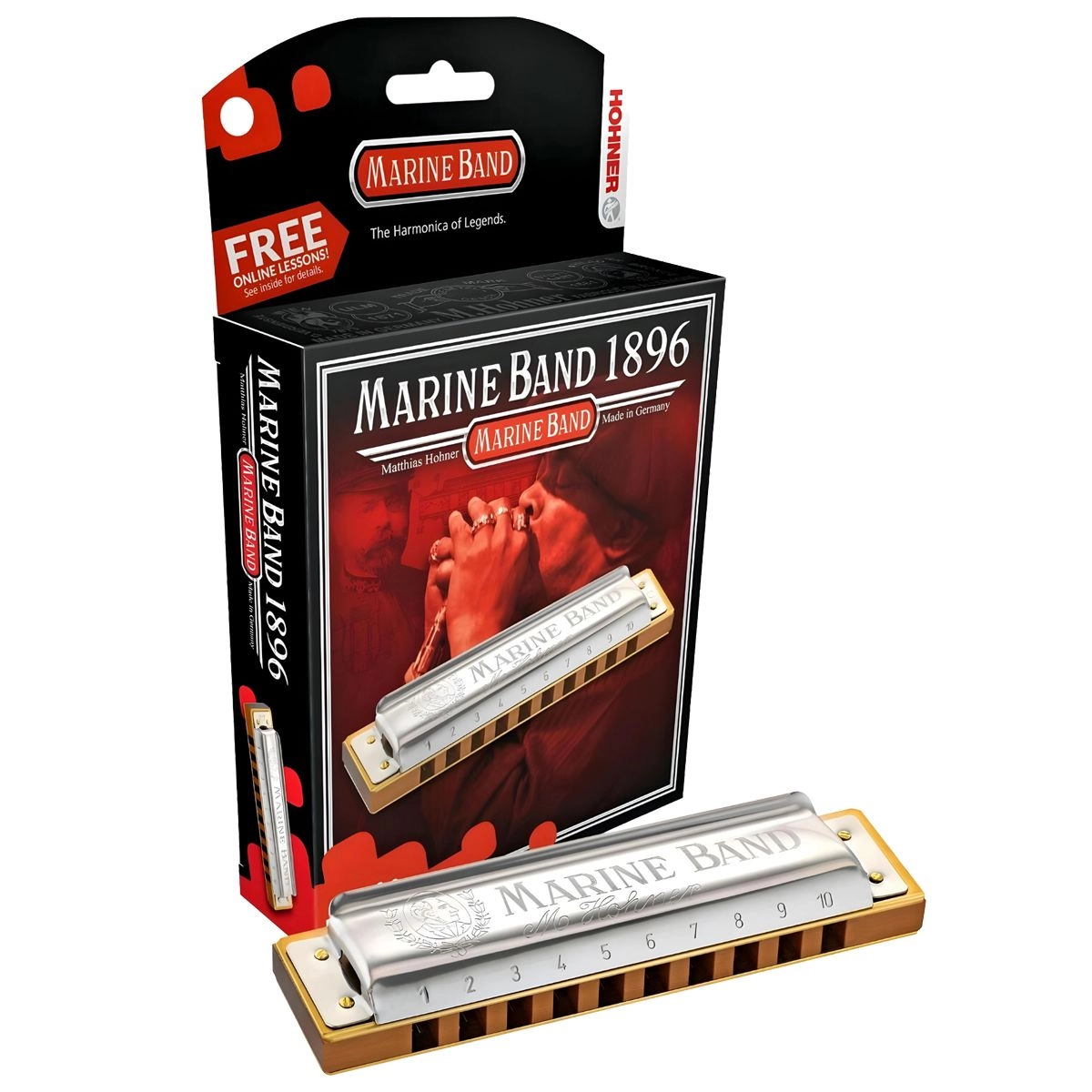 Imagem do produto Gaita Hohner Diatônica Marine Band A Lá 1896/20 Com Case