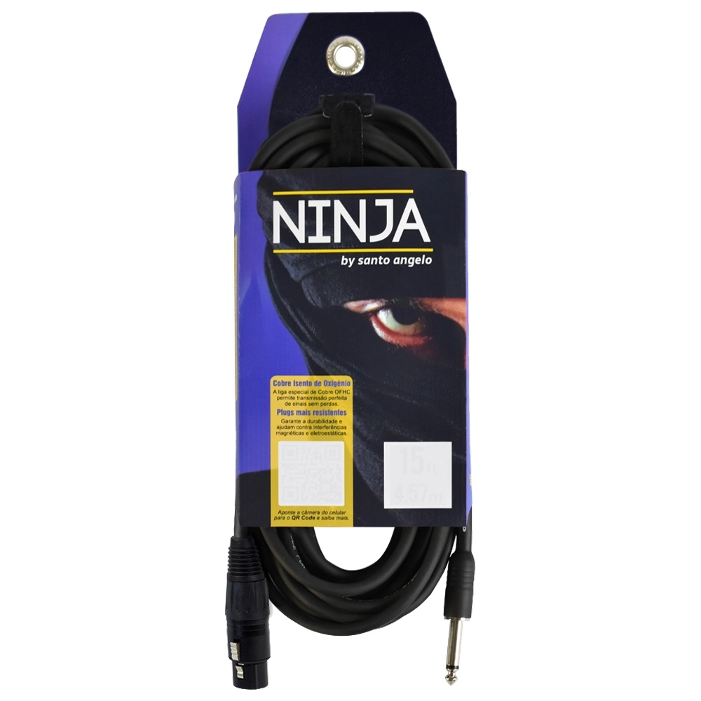 Imagem do produto Cabo Para Microfone Santo Angelo Ninja XLR F x P10 3,05 Metros