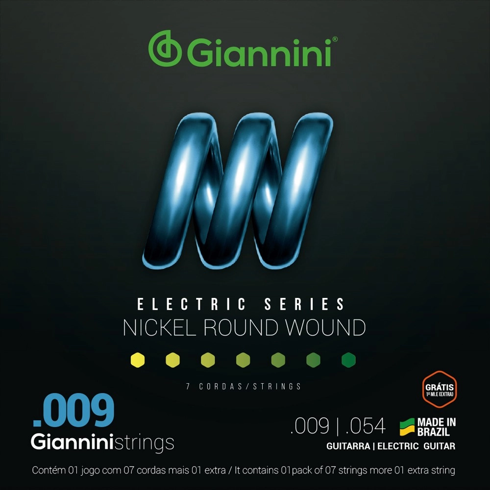 Imagem do produto Encordoamento Para Guitarra Giannini 7 Cordas 009 Nickel GEEGST709