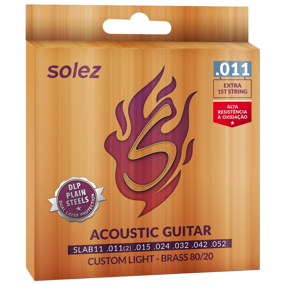 Imagem do produto Encordoamento Para Violão Aço Solez 011 Bronze 80/20 SLAB11 C/ Mi Extra