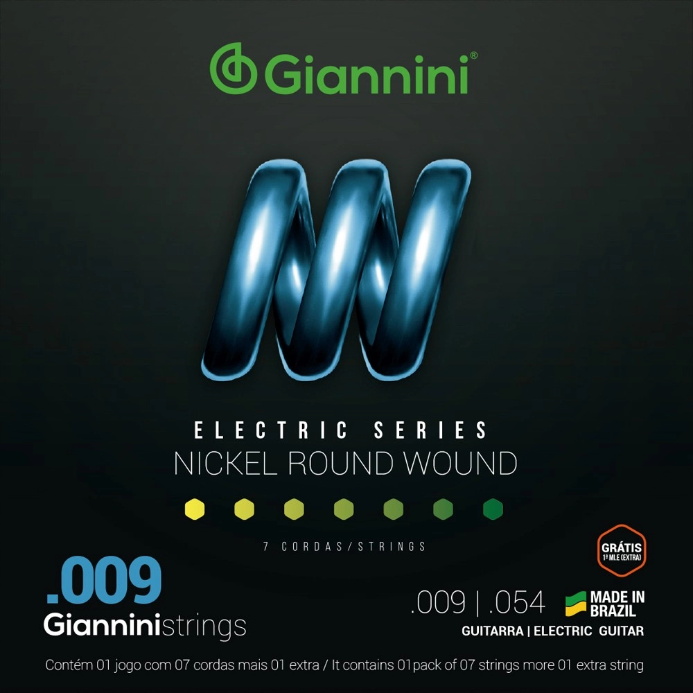 Imagem do produto Encordoamento Para Guitarra Giannini 7 Cordas 009 Nickel GEEGST709