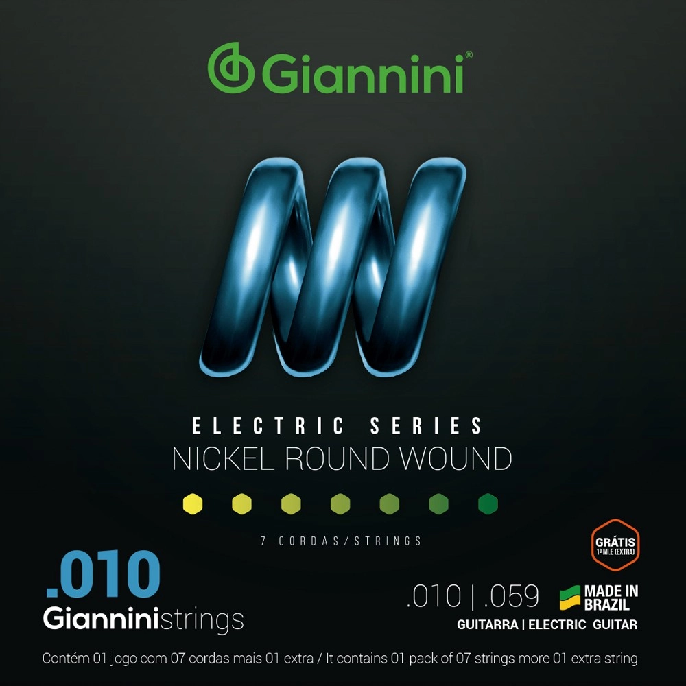 Imagem do produto Encordoamento Para Guitarra Giannini 7 Cordas 010 Nickel GEEGST710