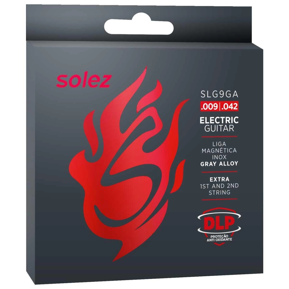 Imagem do produto Encordoamento Para Guitarra Solez 009 Stainless Steel SLG9-GA Com 2 Cordas Extras