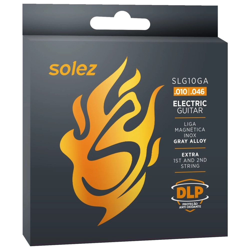 Imagem do produto Encordoamento Para Guitarra Solez 010 Stainless Steel SLG10-GA Com 2 Cordas Extras