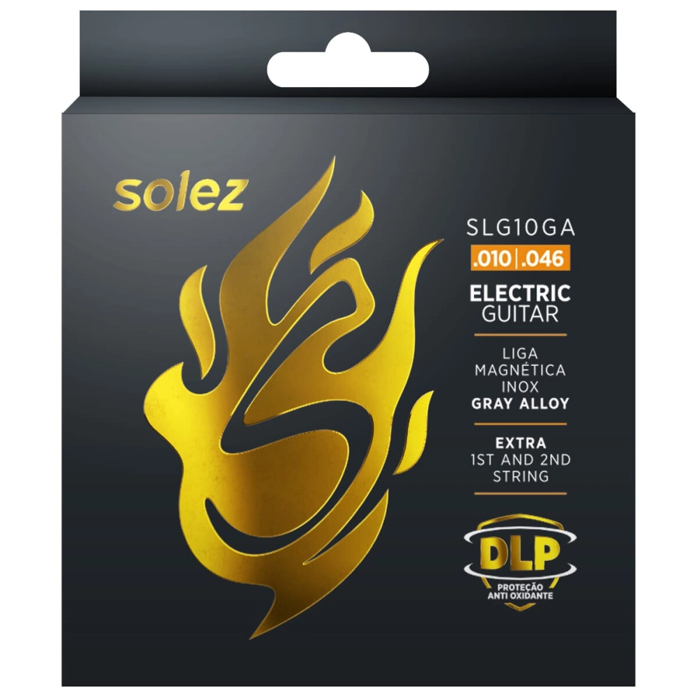Imagem do produto Encordoamento Para Guitarra Solez 010 Stainless Steel SLG10-GA Com 2 Cordas Extras