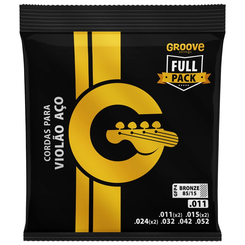 Imagem do produto Encordoamento Para Violão Aço Groove 011 GFP4 Bronze C/ 3 Cordas Extras