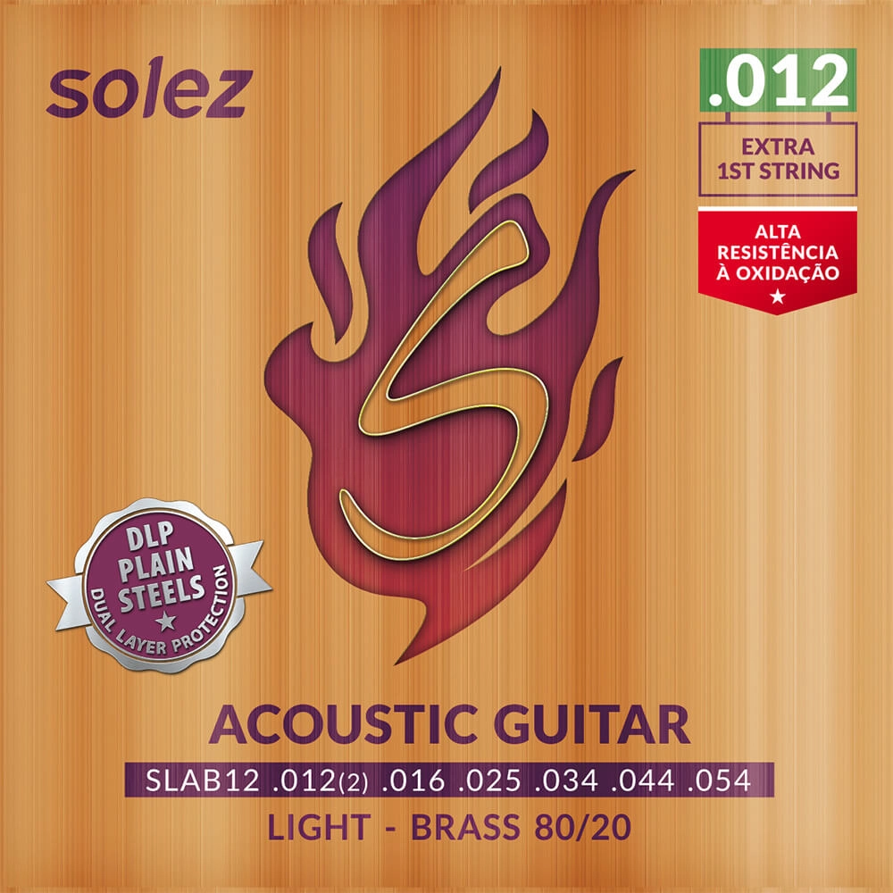 Imagem do produto Encordoamento Para Violão Aço Solez 012 Bronze 80/20 SLAB12 C/ Mi Extra