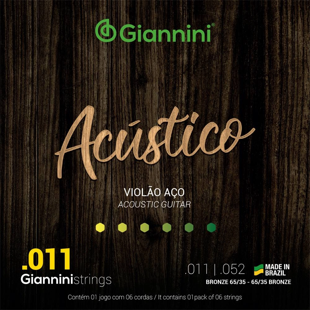 Imagem do produto Encordoamento Para Violão Aço Giannini 011 Bronze 65/35 GESPW