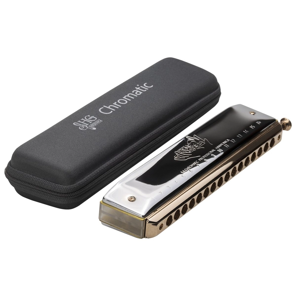 Imagem do produto Gaita Hering Cromática Benevides Chireia Gold Rose 64 C Dó 5764C Com Case