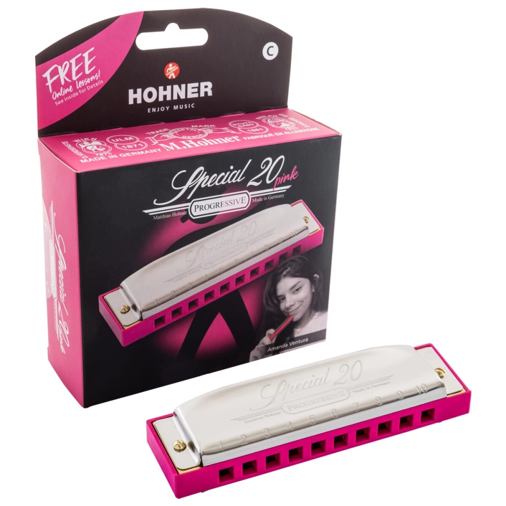 Imagem do produto Gaita Hohner Diatônica Special 20 Rosa C Dó 560/20 Com Case
