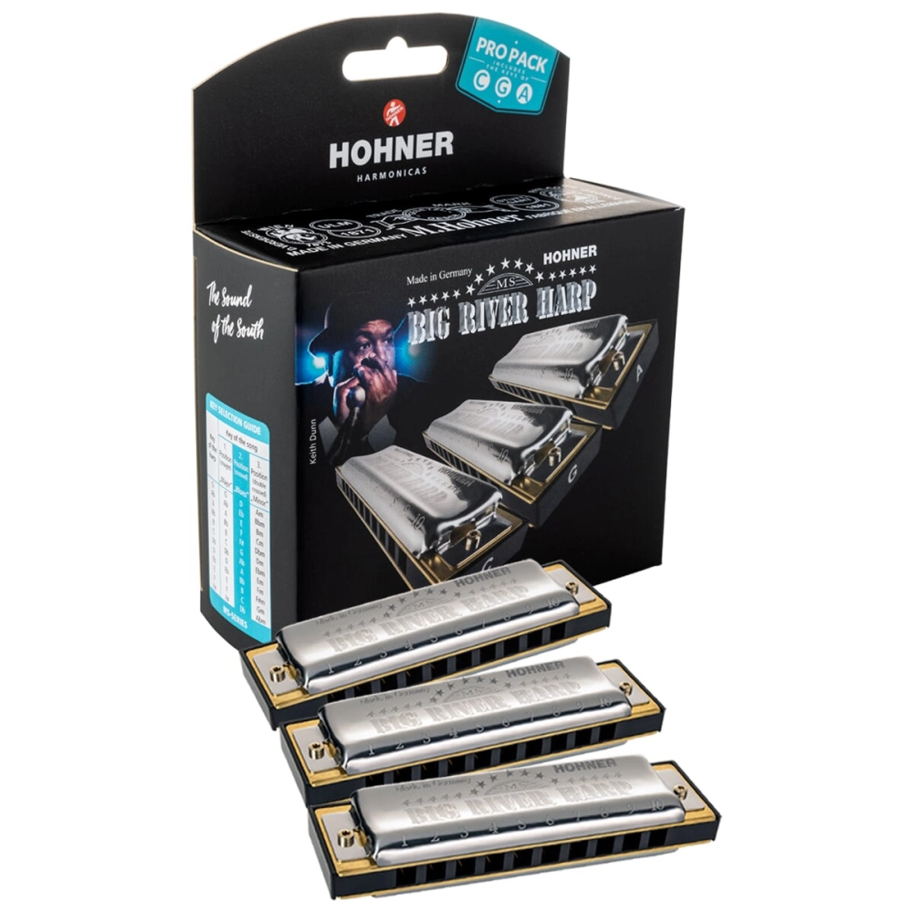 Imagem do produto Kit 3 Gaitas Hohner Diatônica Big River 590/20 20 Vozes Com Case